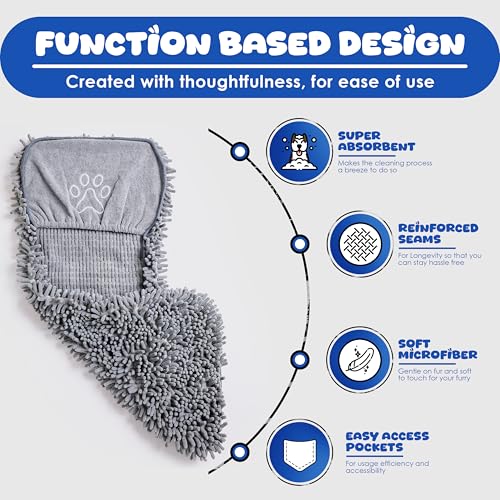 EDENATURE dog towel hand pockets design for easy handling during drying.