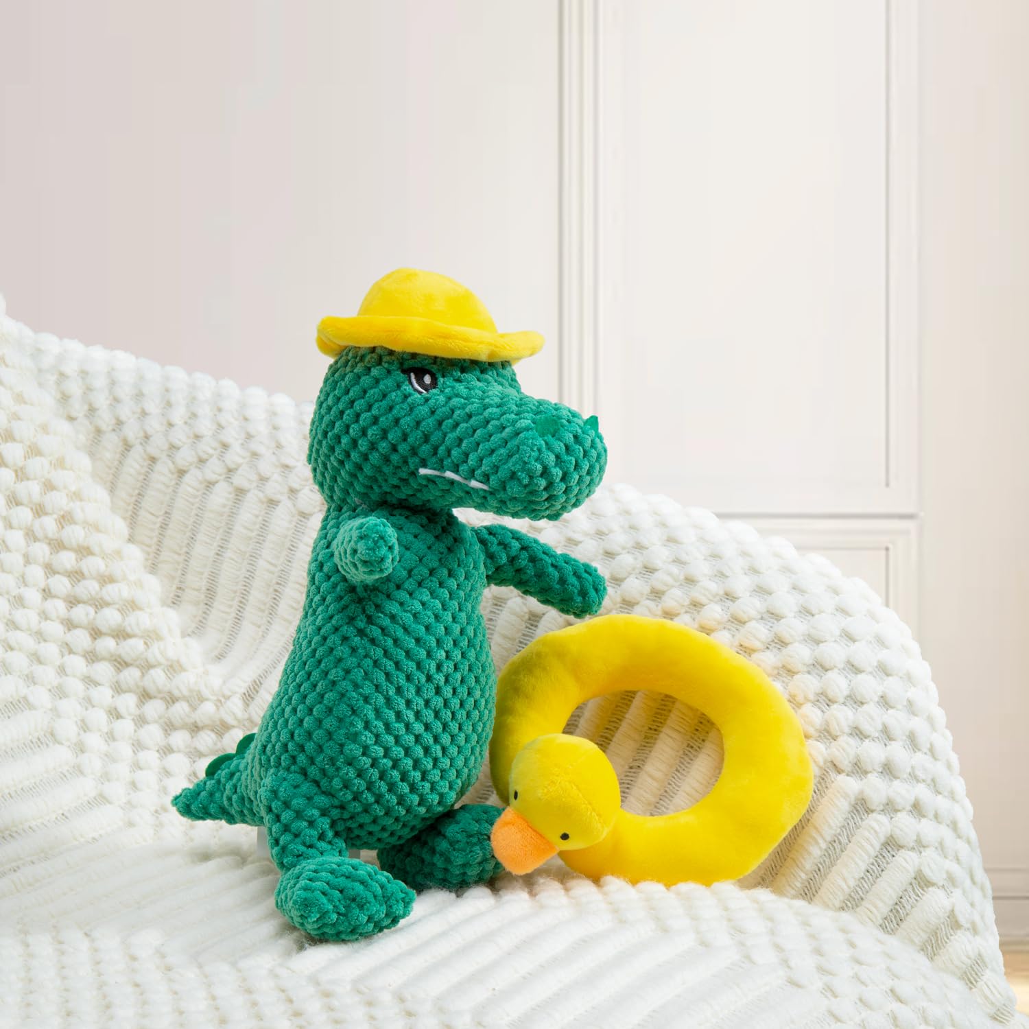 Edlike Squeaky Dinosaur Toy soft-plush texture offers cuddling and comfort.