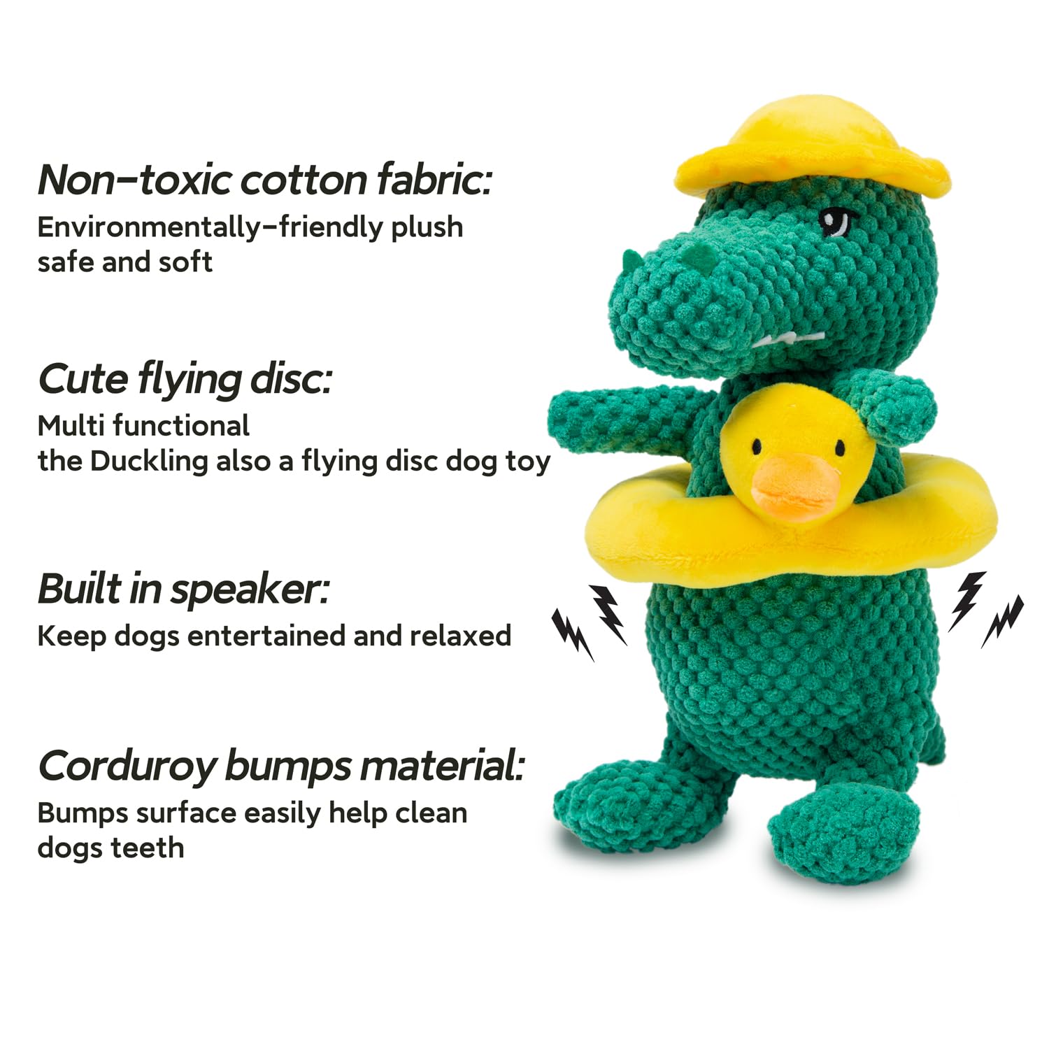 Edlike Squeaky Dinosaur Toy teeth-surface close-up aids dental comfort during chews.