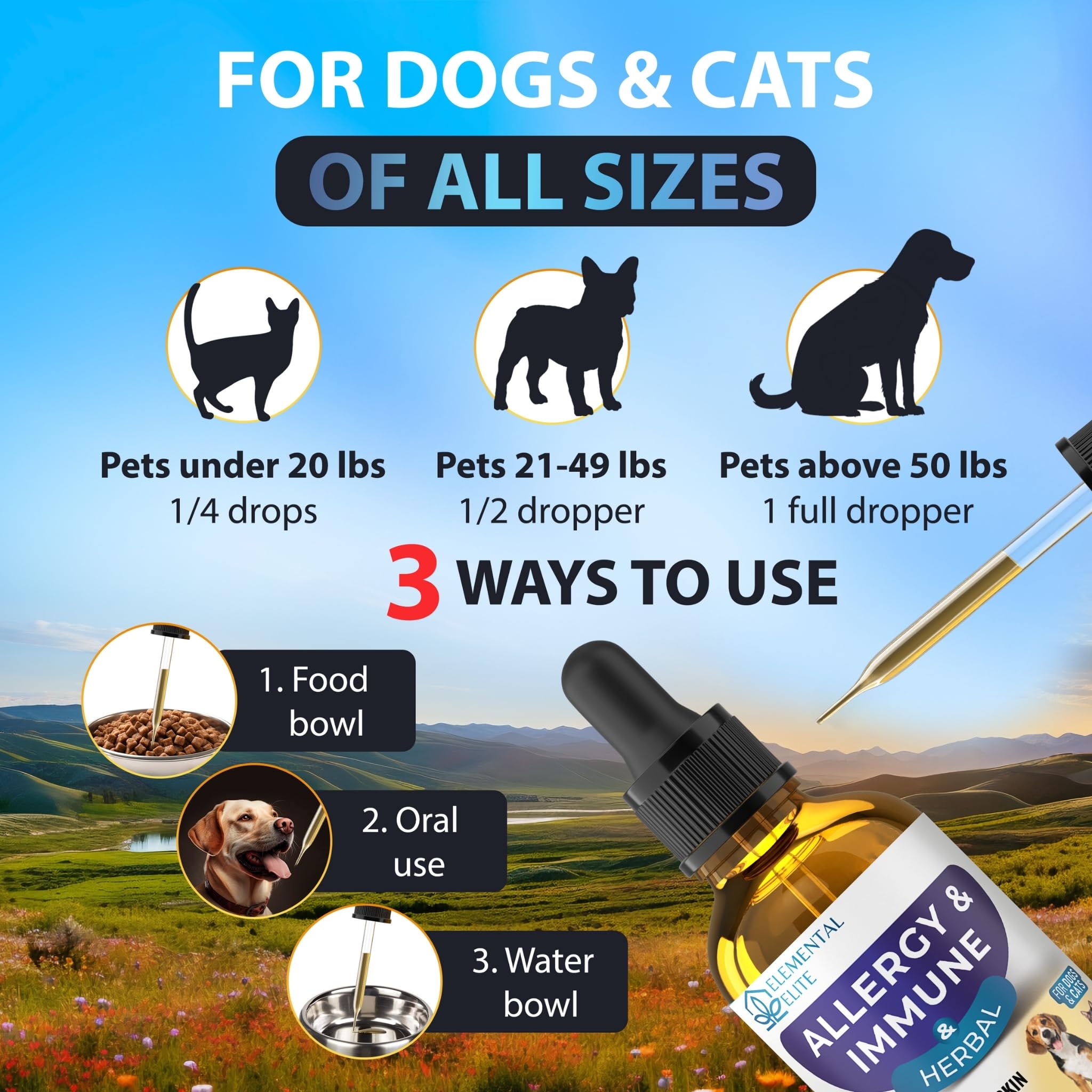 EDUZEBRA allergy relief drops liquid formula emphasizes versatile feeding.