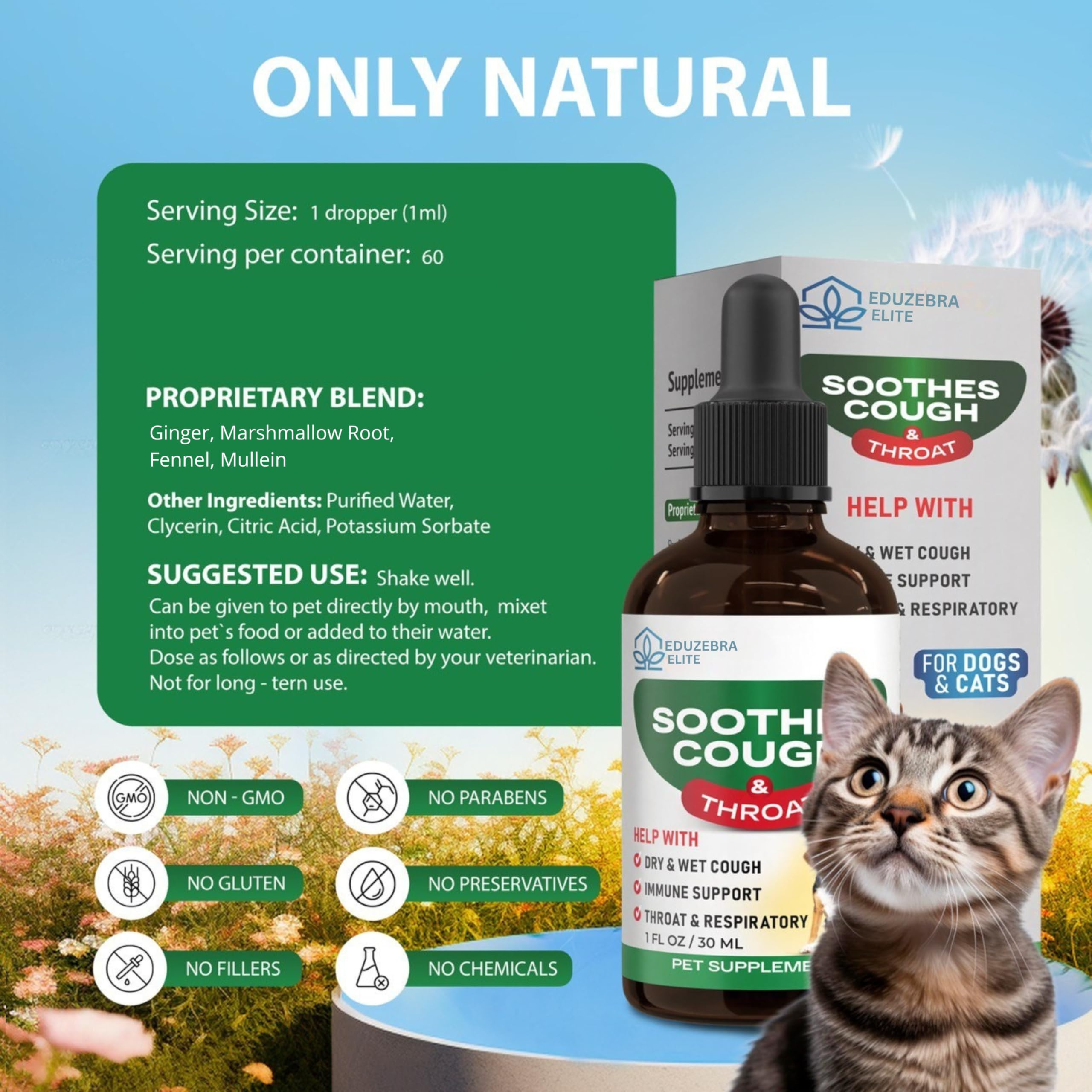 EDUZEBRA Kennel Cough Drops giving drops to a dog during a walk