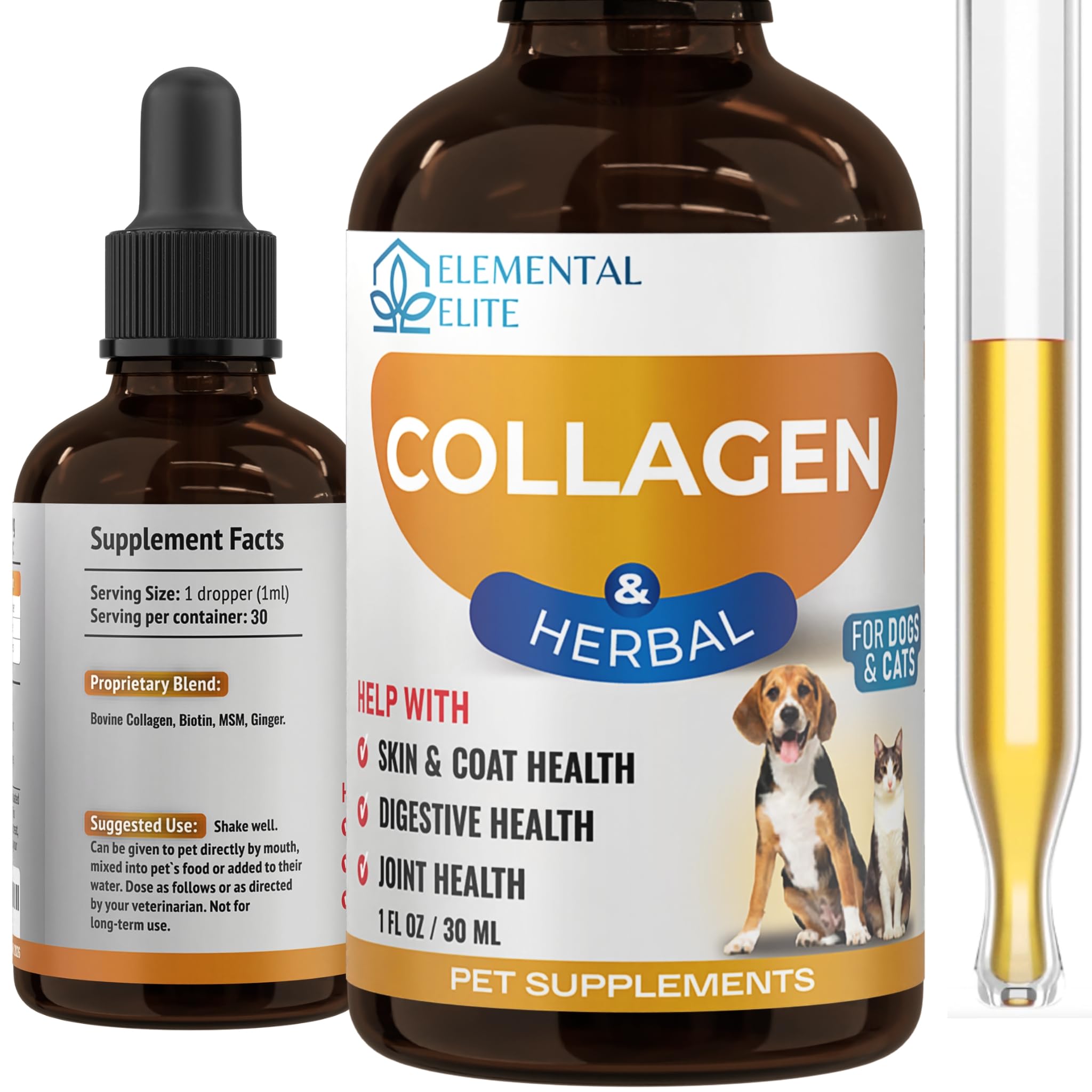 EDUZEBRA liquid collagen for dogs and cats boosts coat gloss for a healthy shine.