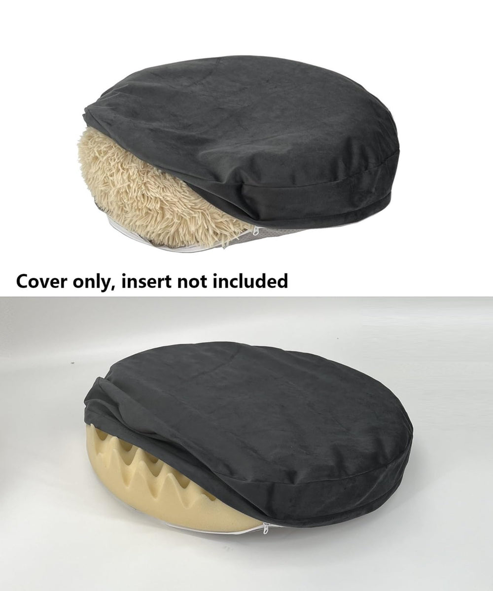 EechicSpace 36x36 gray fabric dog bed cover fits faux fur donut beds