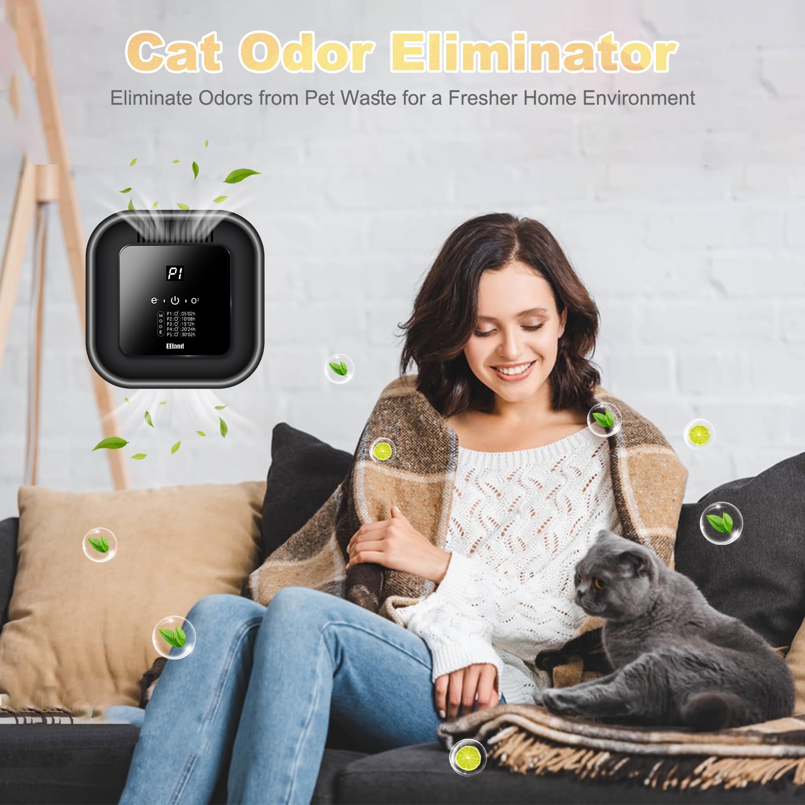 EEland cat litter deodorizer placed in bathroom or car for freshness.