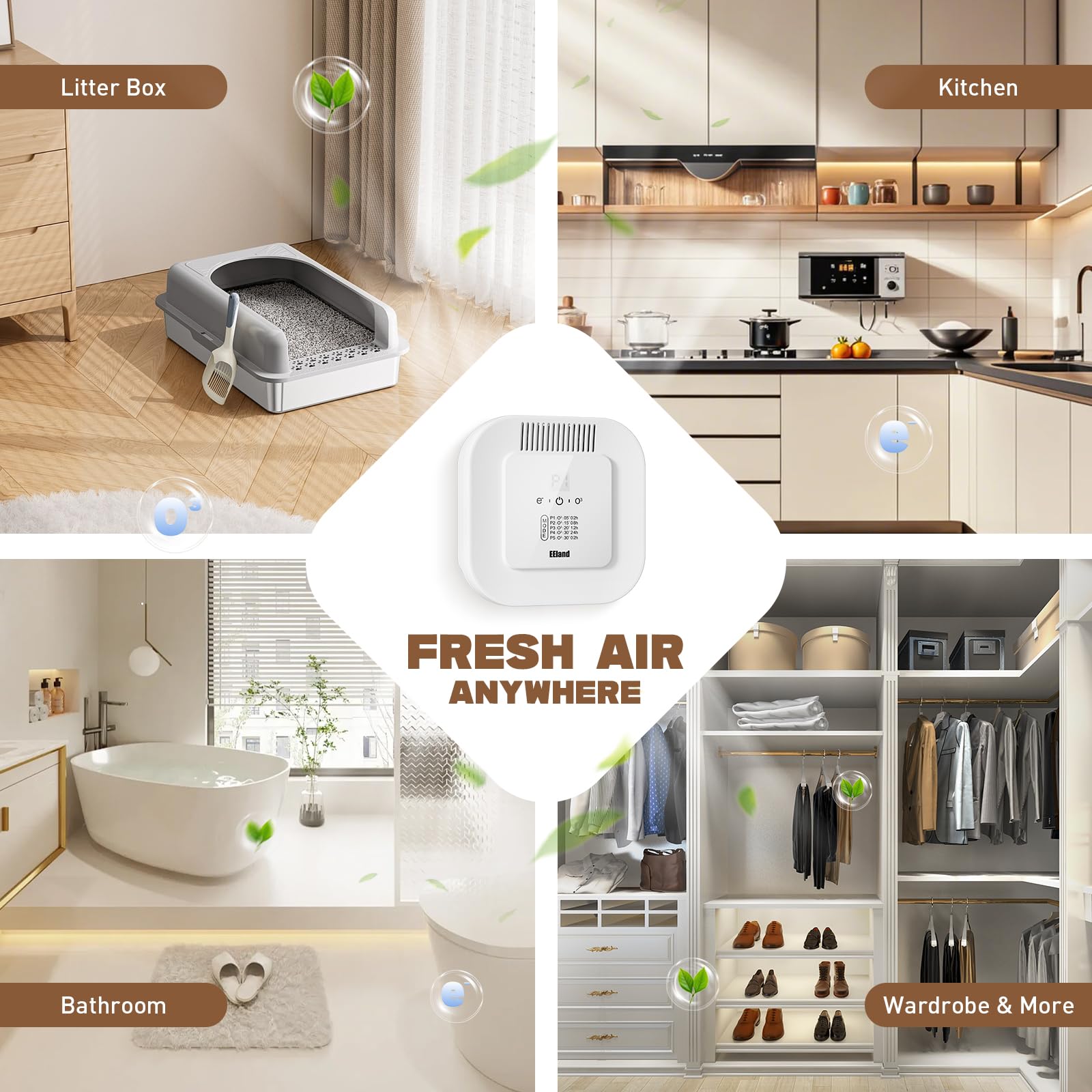 EEland device emits negative ions to refresh indoor air.