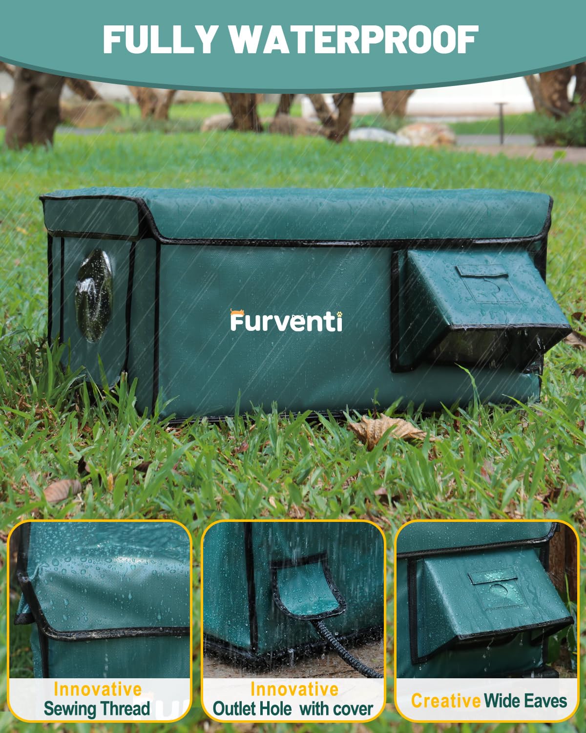 Eekkii heating pad with plush cover delivers cozy warmth for outdoor cats.
