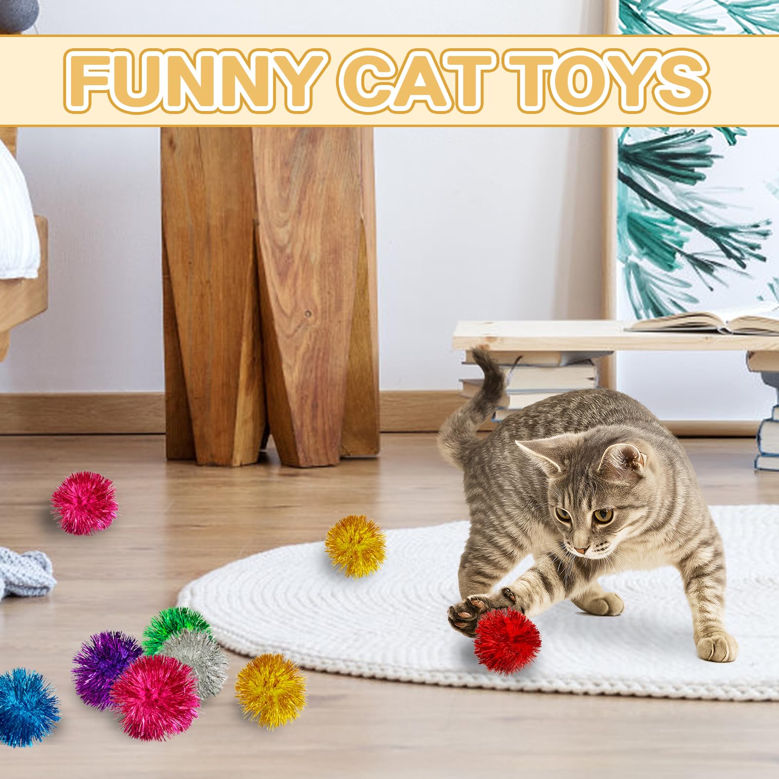 Eerrhhaq cat playing with balls demonstrates interactive play for bonding time.