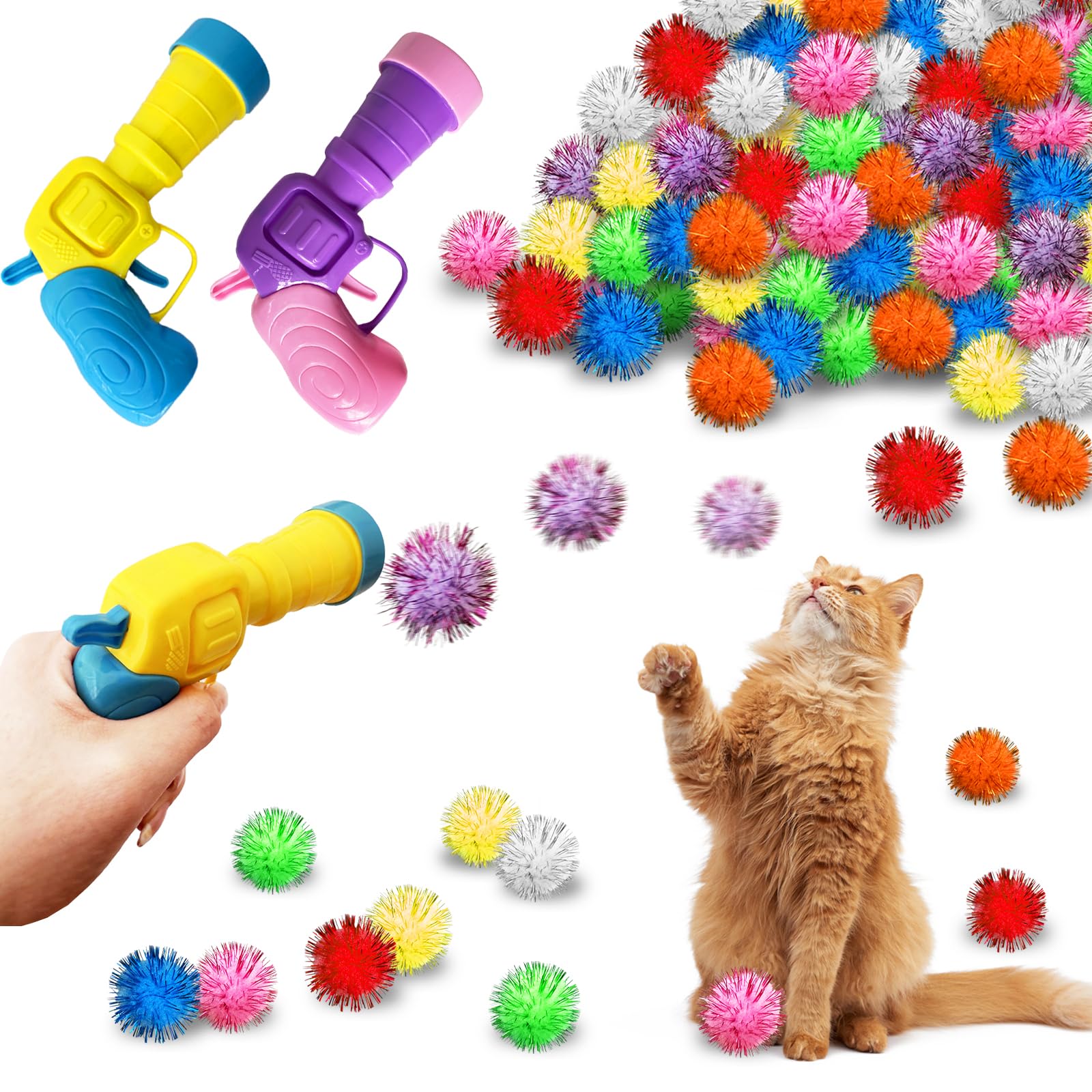 Eerrhhaq cat toy launcher set for interactive play with two launchers
