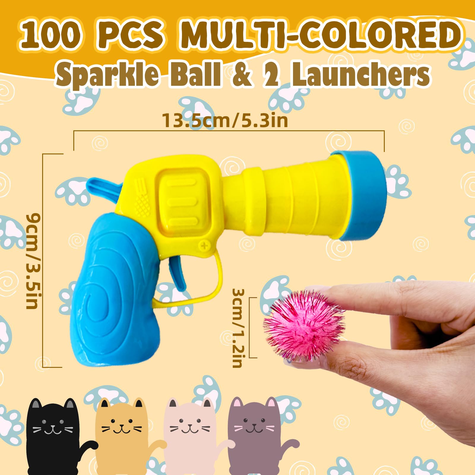 Eerrhhaq glitter pom-pom balls provide colorful, soft stimulation for cats