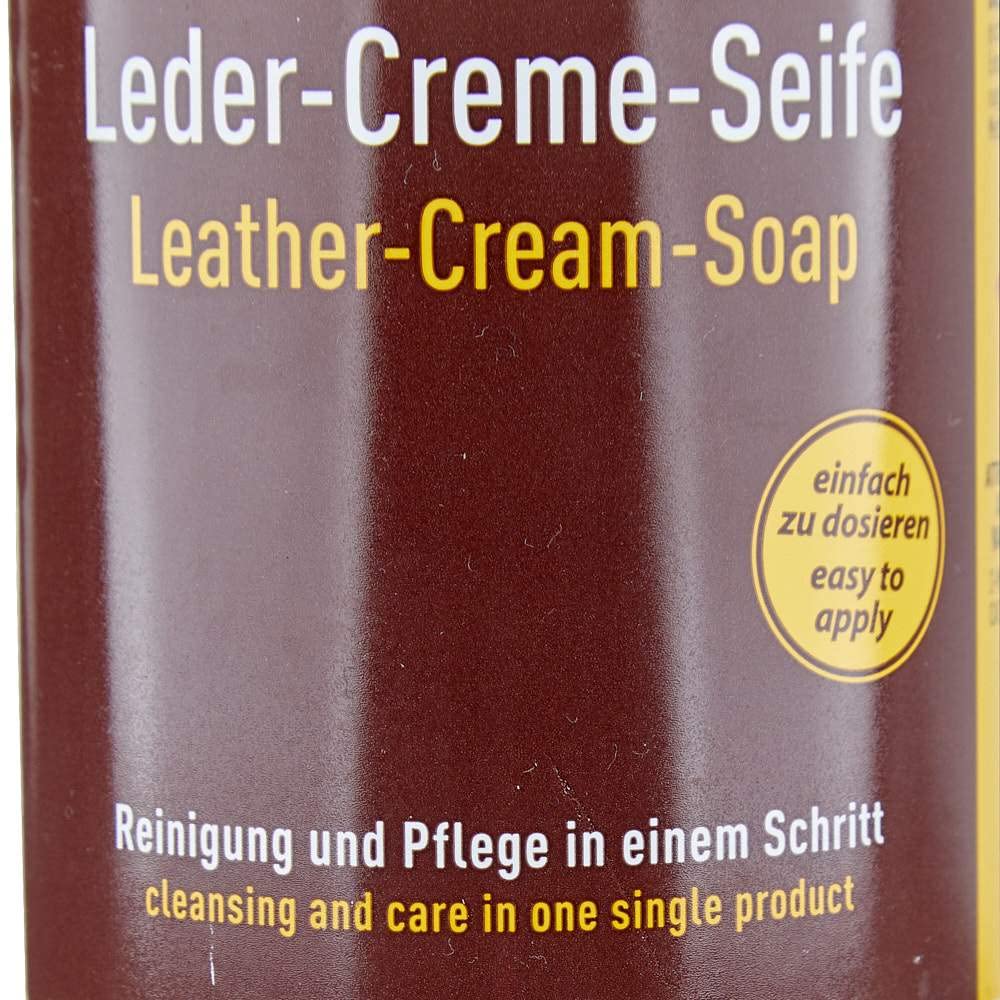Effax Leather Cream Soap application swipe shows even coating and subtle shine.