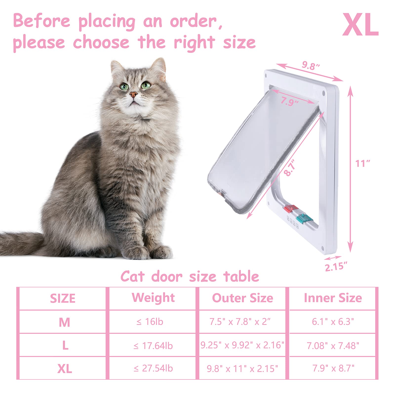 EGETOTA cat door flap four-way locking close-up demonstrates secure pet control