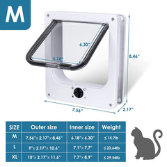 EGETOTA cat door outer-inner sizes highlights compact dimensions for door installation.