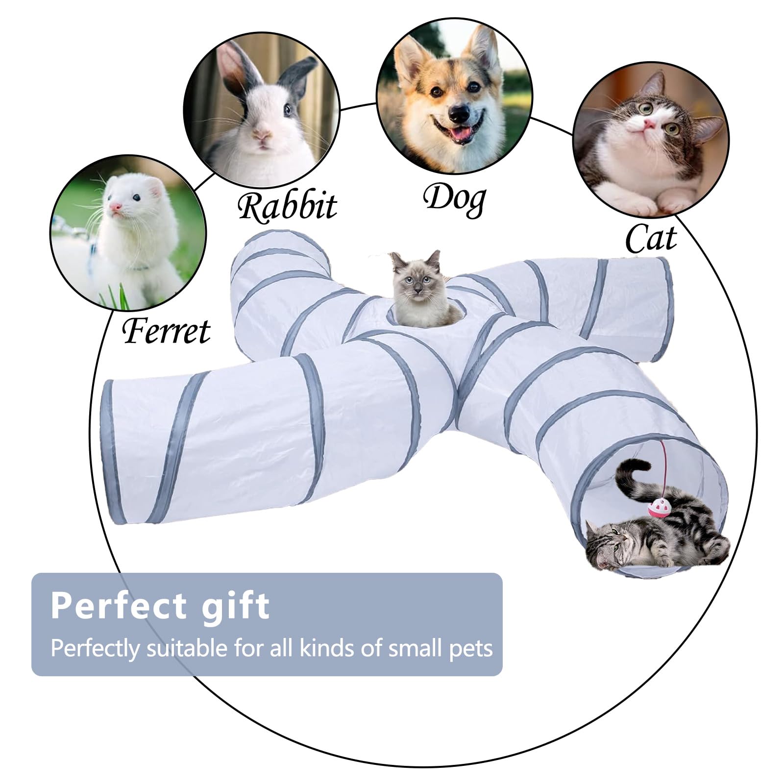 EGETOTA cat tunnel pop-up design stores compactly for easy setup and cleanup.