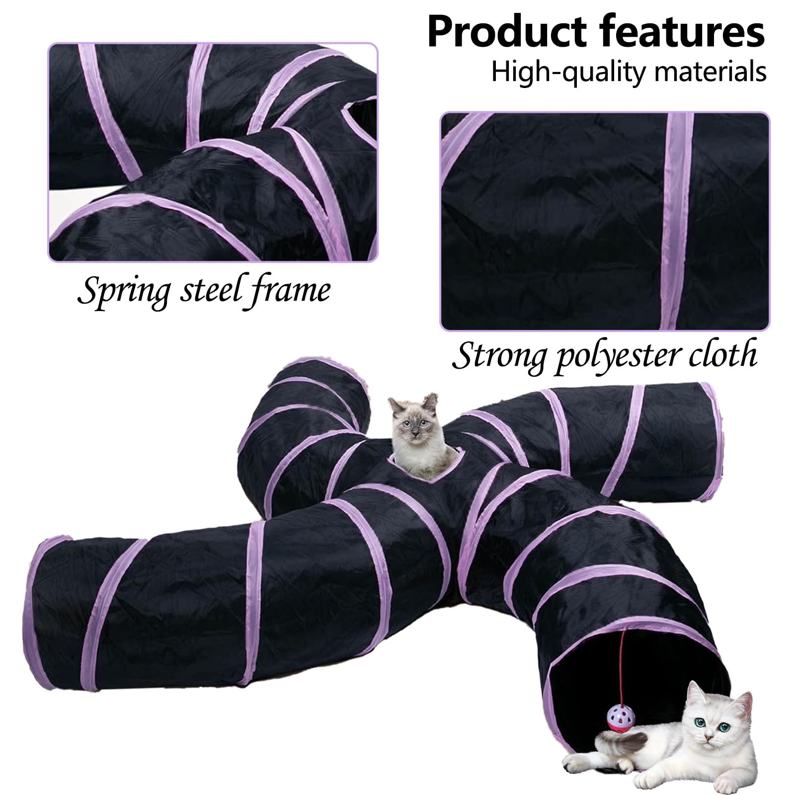 EGETOTA tunnel material shows tear-resistant nylon and soft polyester for durability.