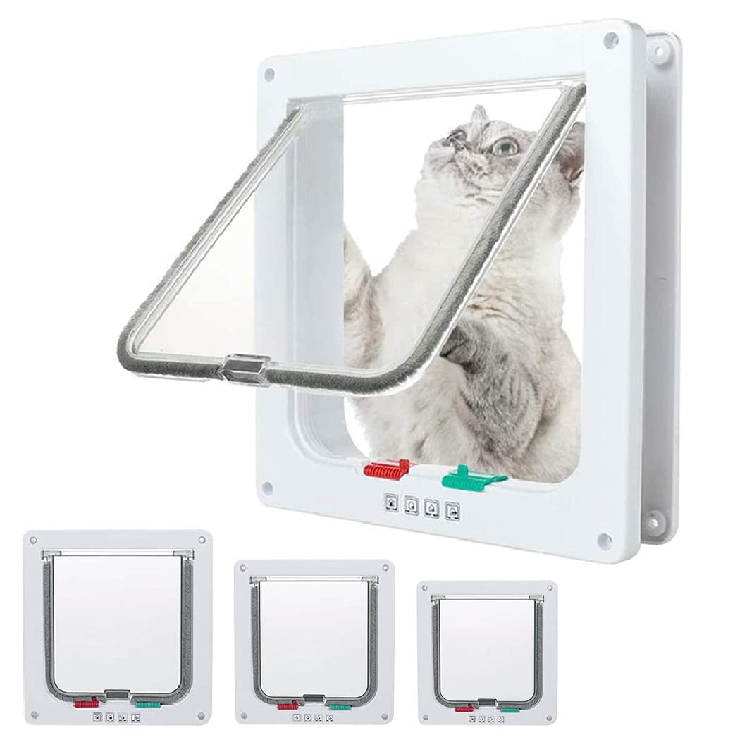 EGETOTA goTeamghjkl cat door flap installed on exterior door for weatherproof access.