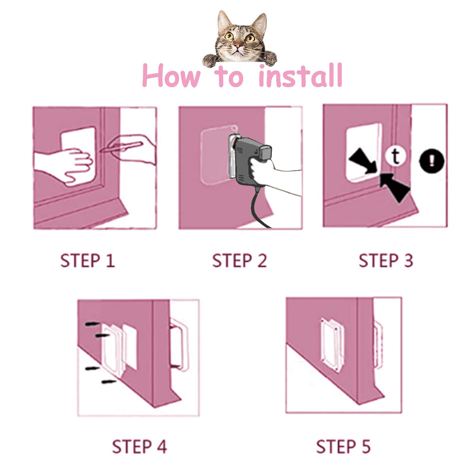 EGETOTA goTeamghjkl cat door flap versatile for interior, exterior doors, walls, and more.