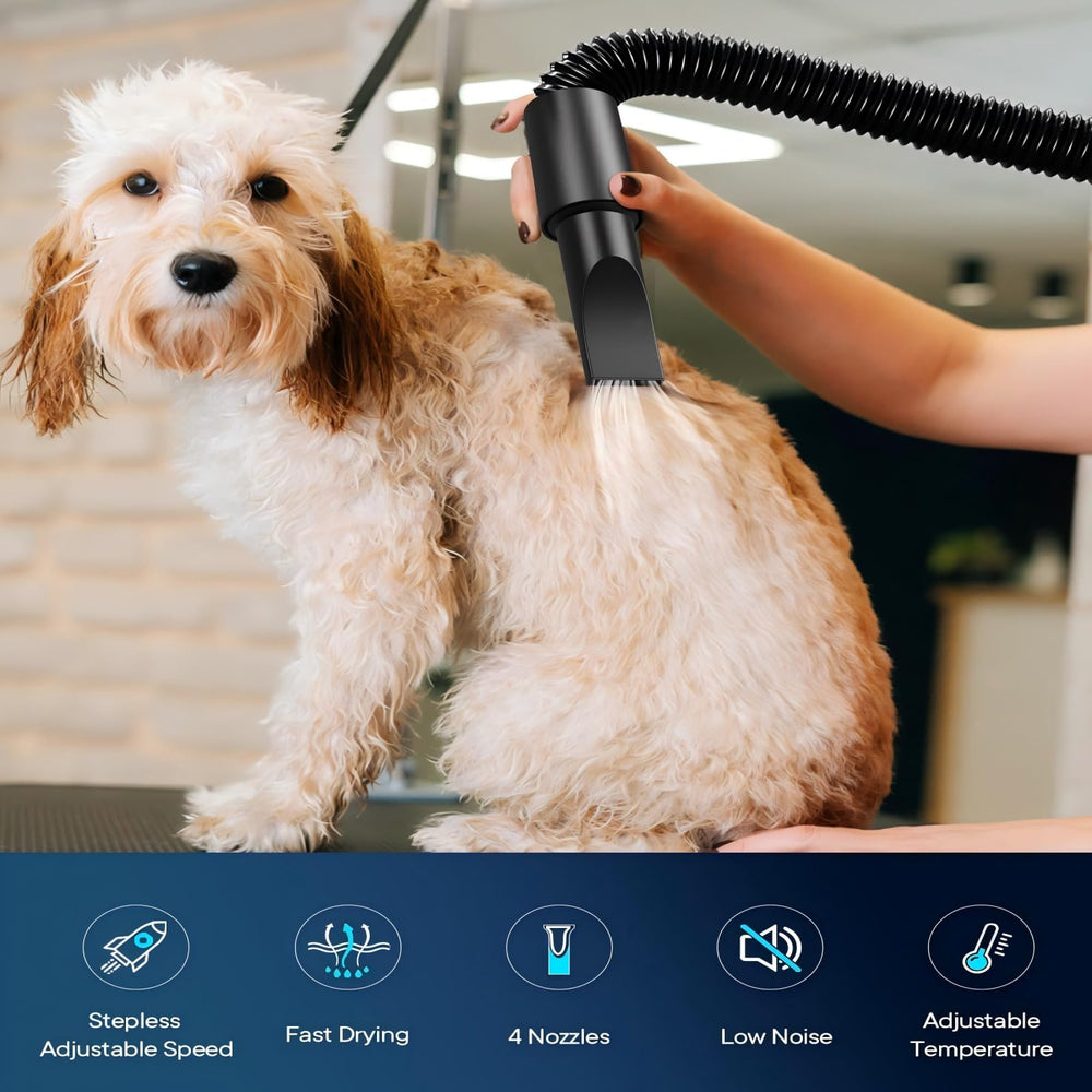 EGFKI Dog Dryer in-use during grooming shows efficient undercoat drying