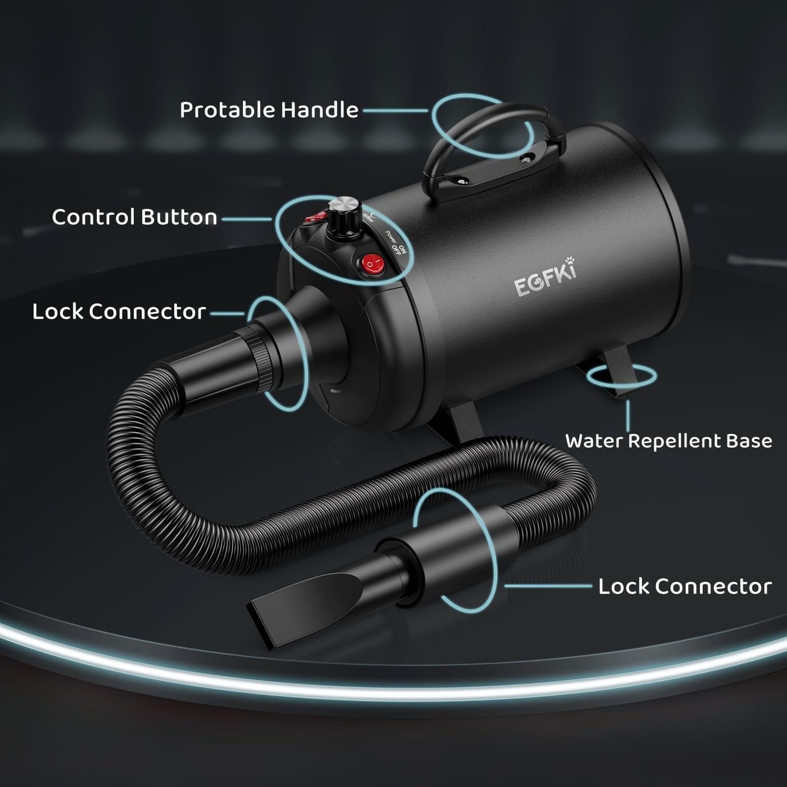 EGFKI Dog-Hair-Dryer heater gauge helps prevent overheating during sessions