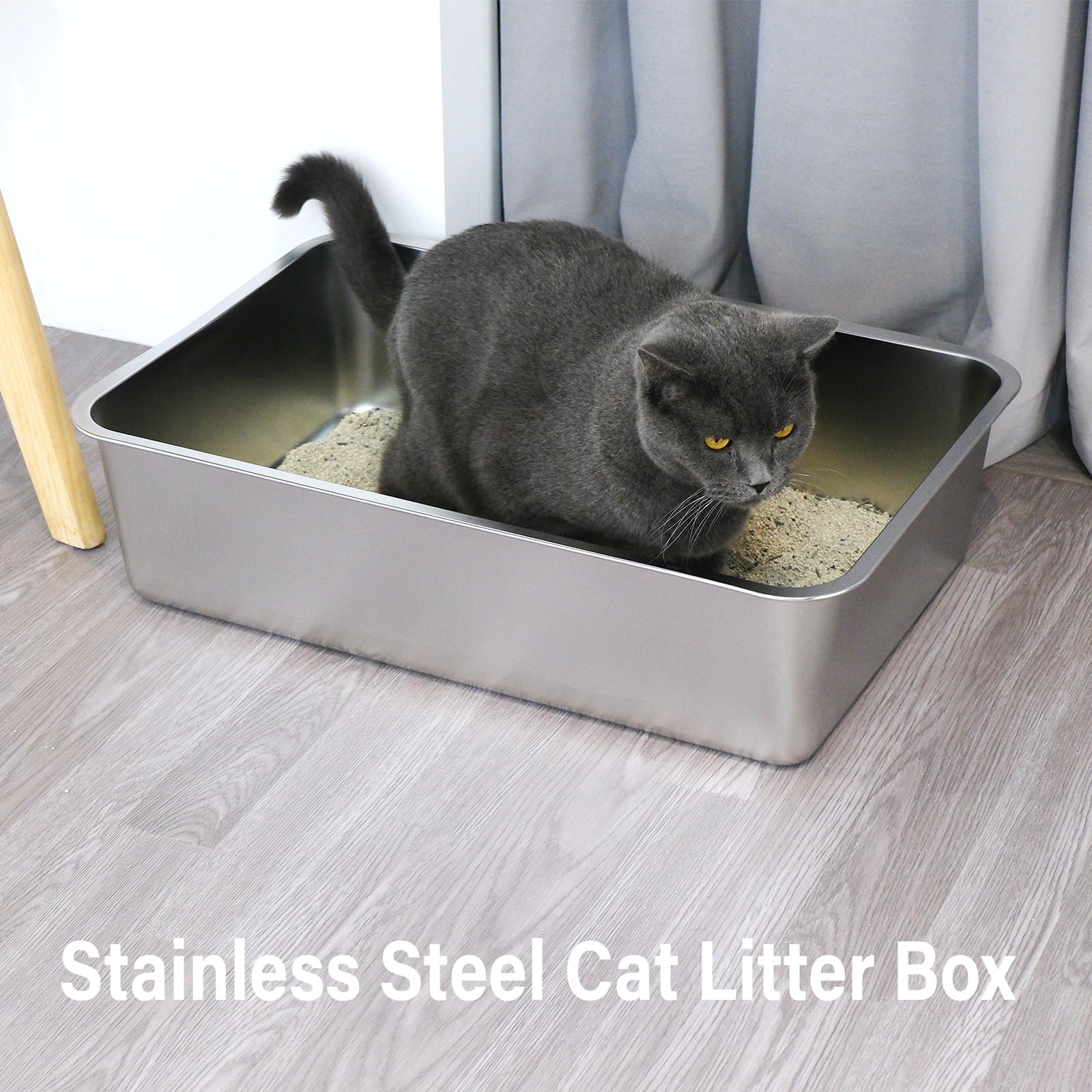 EGMEHOAD stainless steel litter box easy-clean design supports quick maintenance