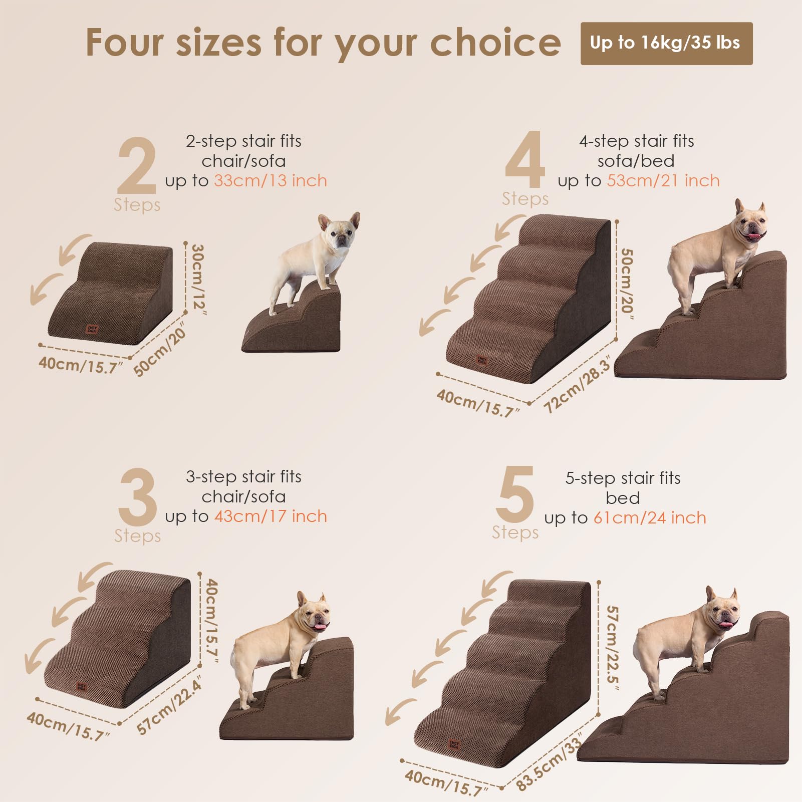 EHEYCIGA 3-step stairs on couch to ease pet access