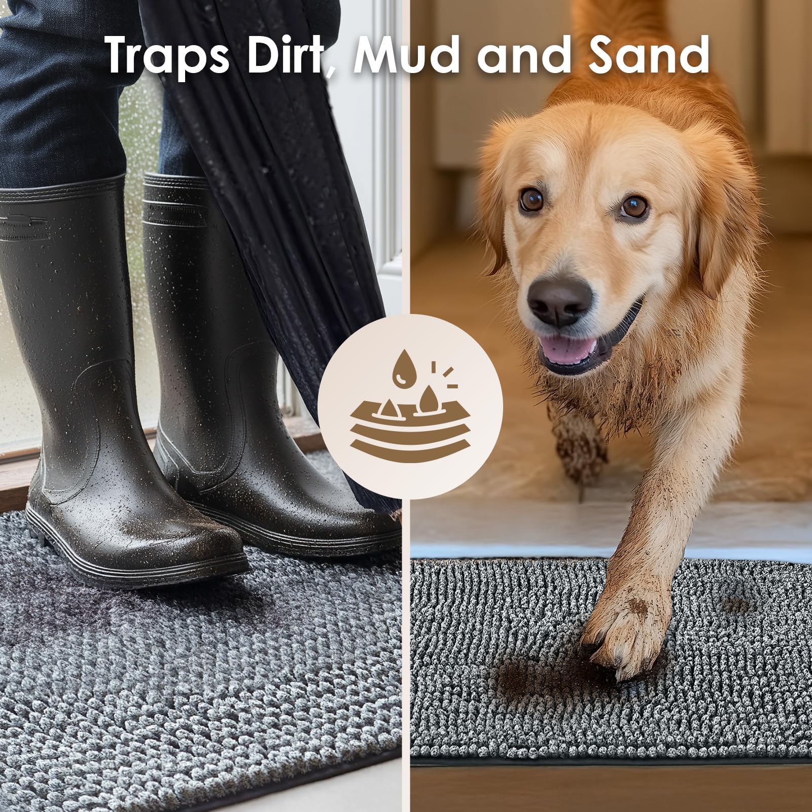 EHEYCIGA all-season dog mat handles high traffic and wet weather.