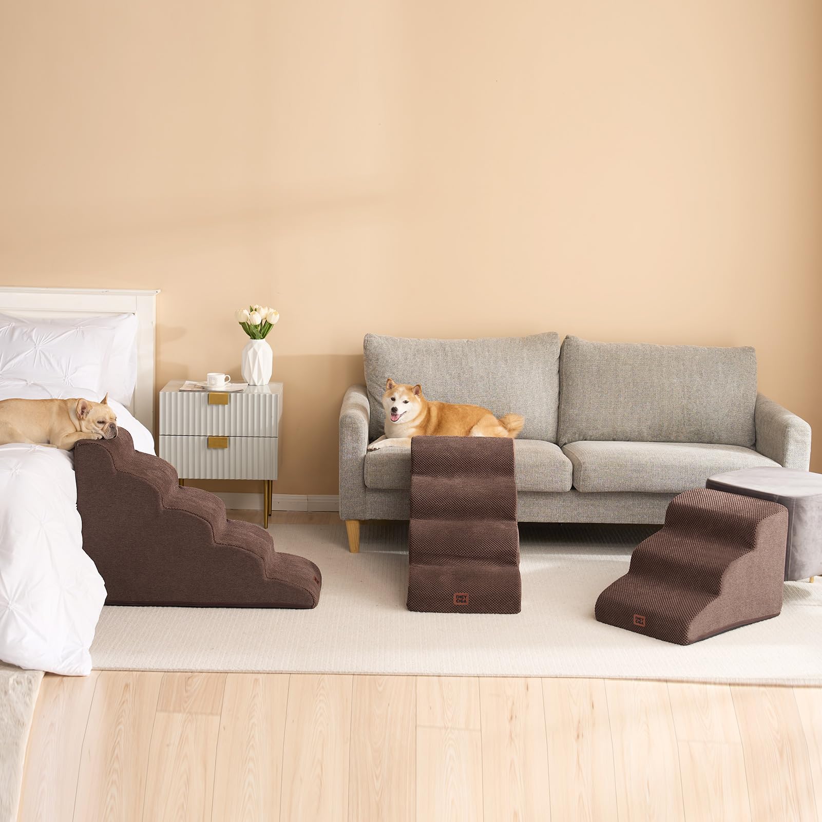 EHEYCIGA pet stairs beside sofa ready for bedtime routines