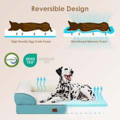 EHEYCIGA bolstered dog bed neck support side view demonstrates restful sleep