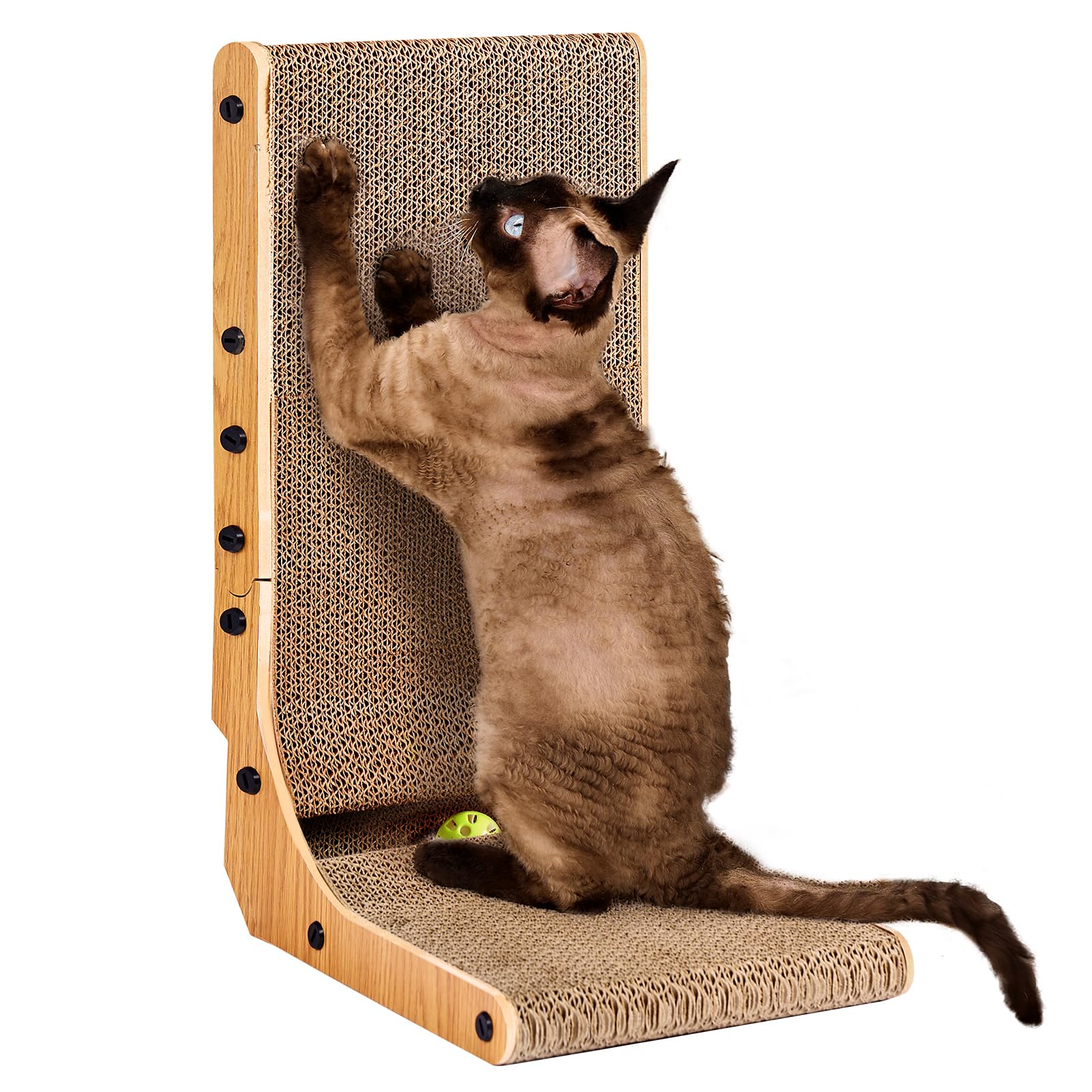 EHEYCIGA cardboard cat scratcher 19-inch L-shape brown for indoor kittens.