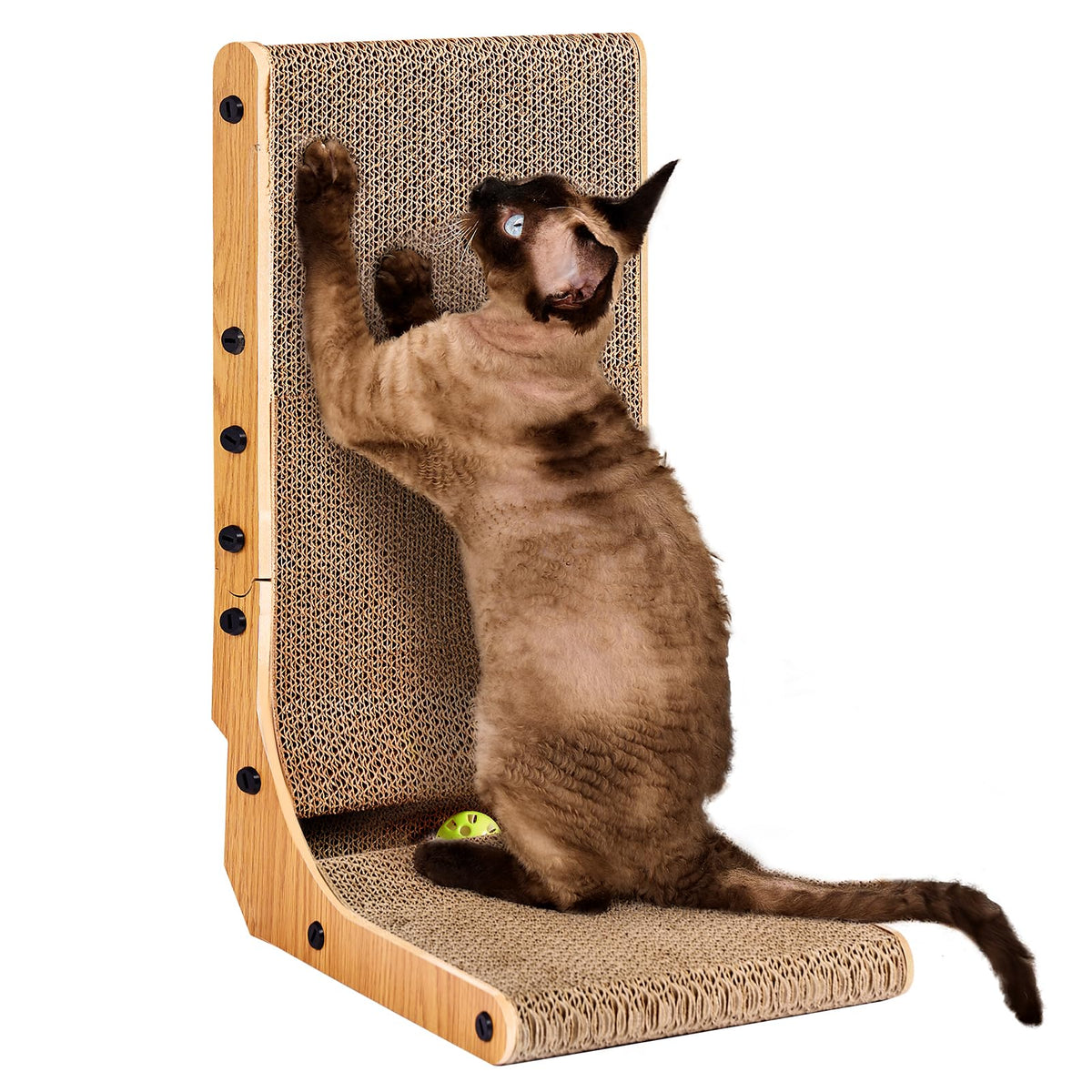EHEYCIGA cardboard cat scratcher 19-inch L-shape brown for indoor kittens.