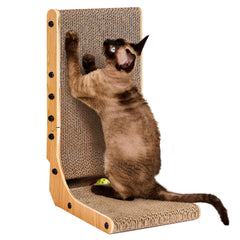 EHEYCIGA cardboard cat scratcher 19-inch L-shape brown for indoor kittens.