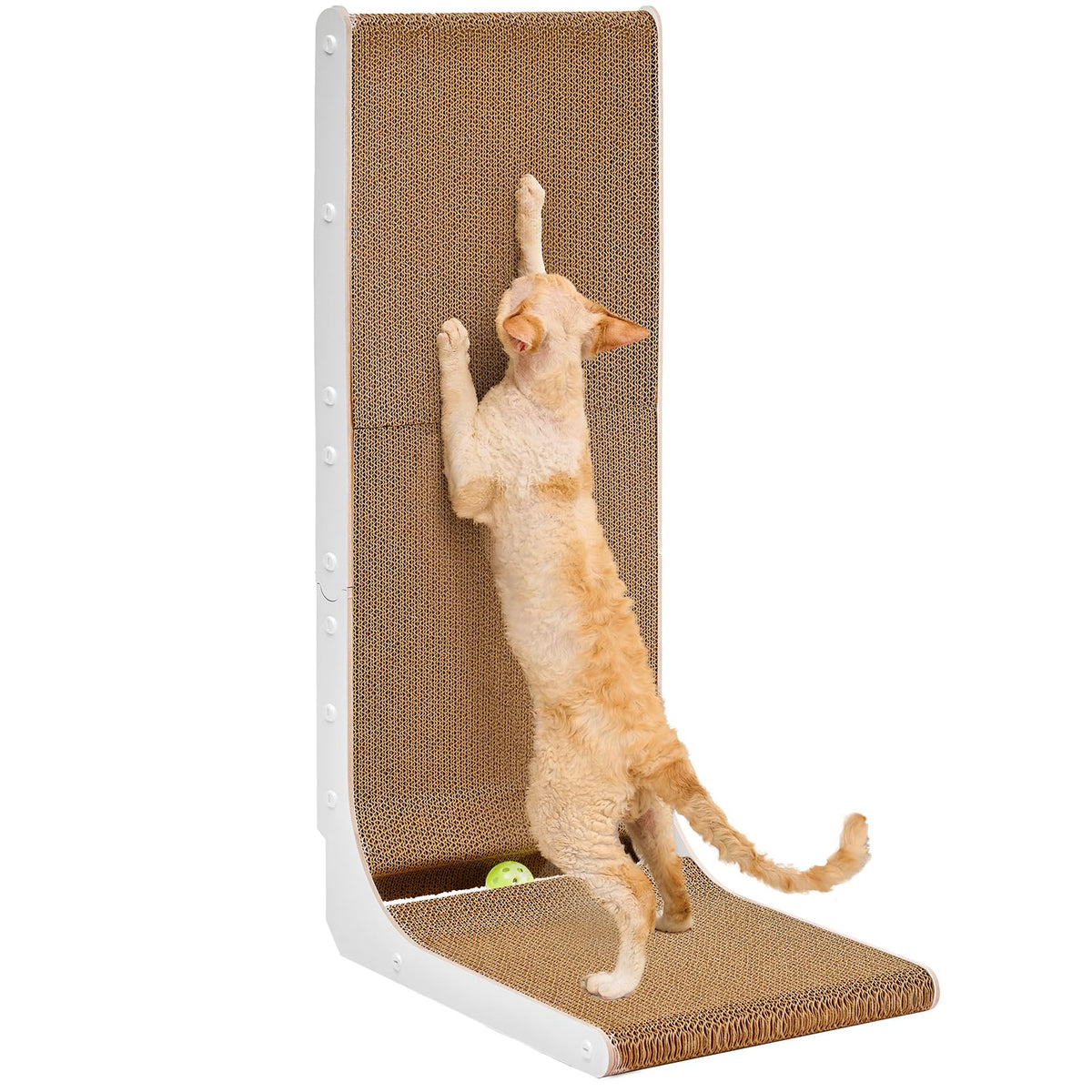 EHEYCIGA cardboard cat scratcher 32in overall view shows durable indoor scratching surface for furniture protection.