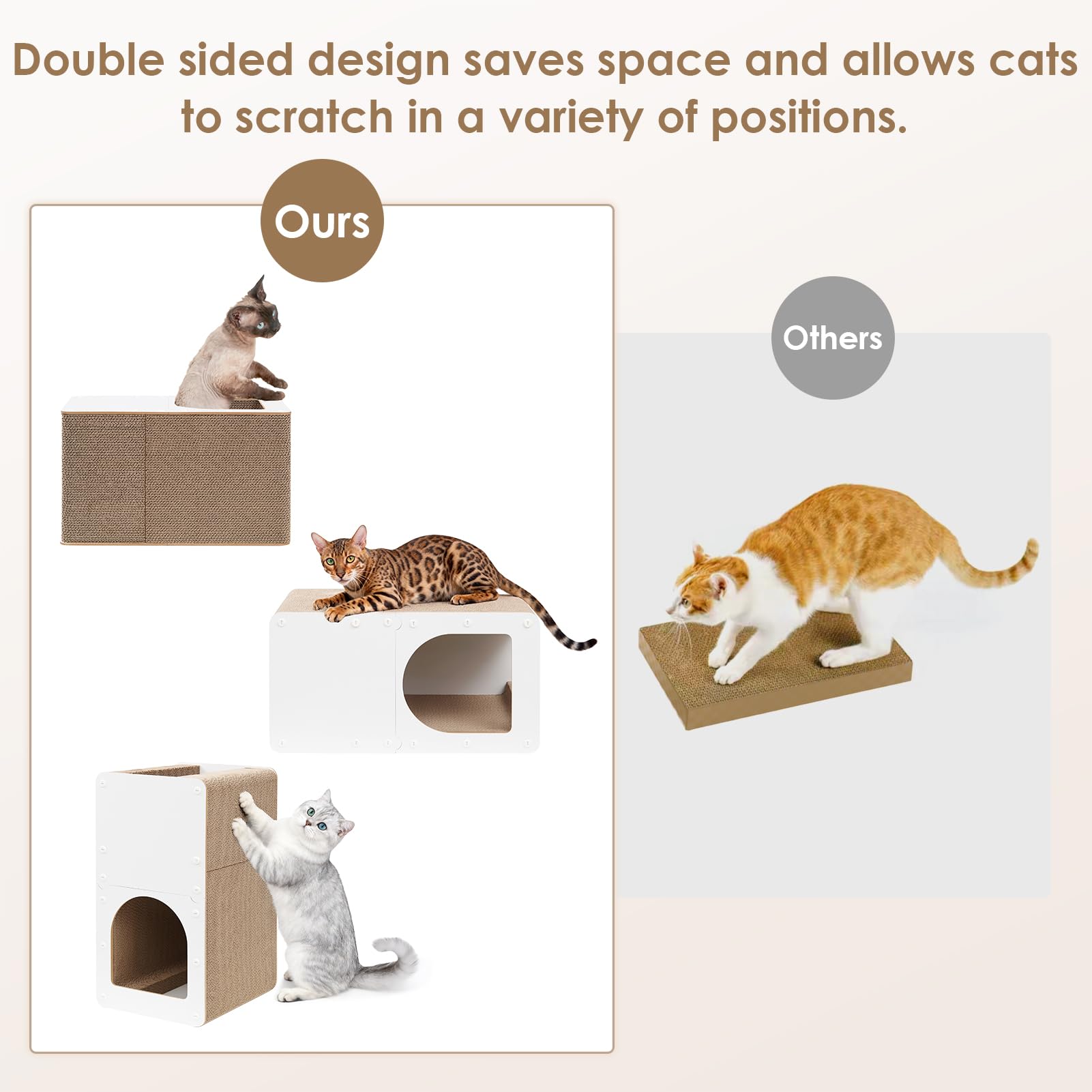 EHEYCIGA cardboard scratcher closeup reveals durable corrugated paper for longer sessions.