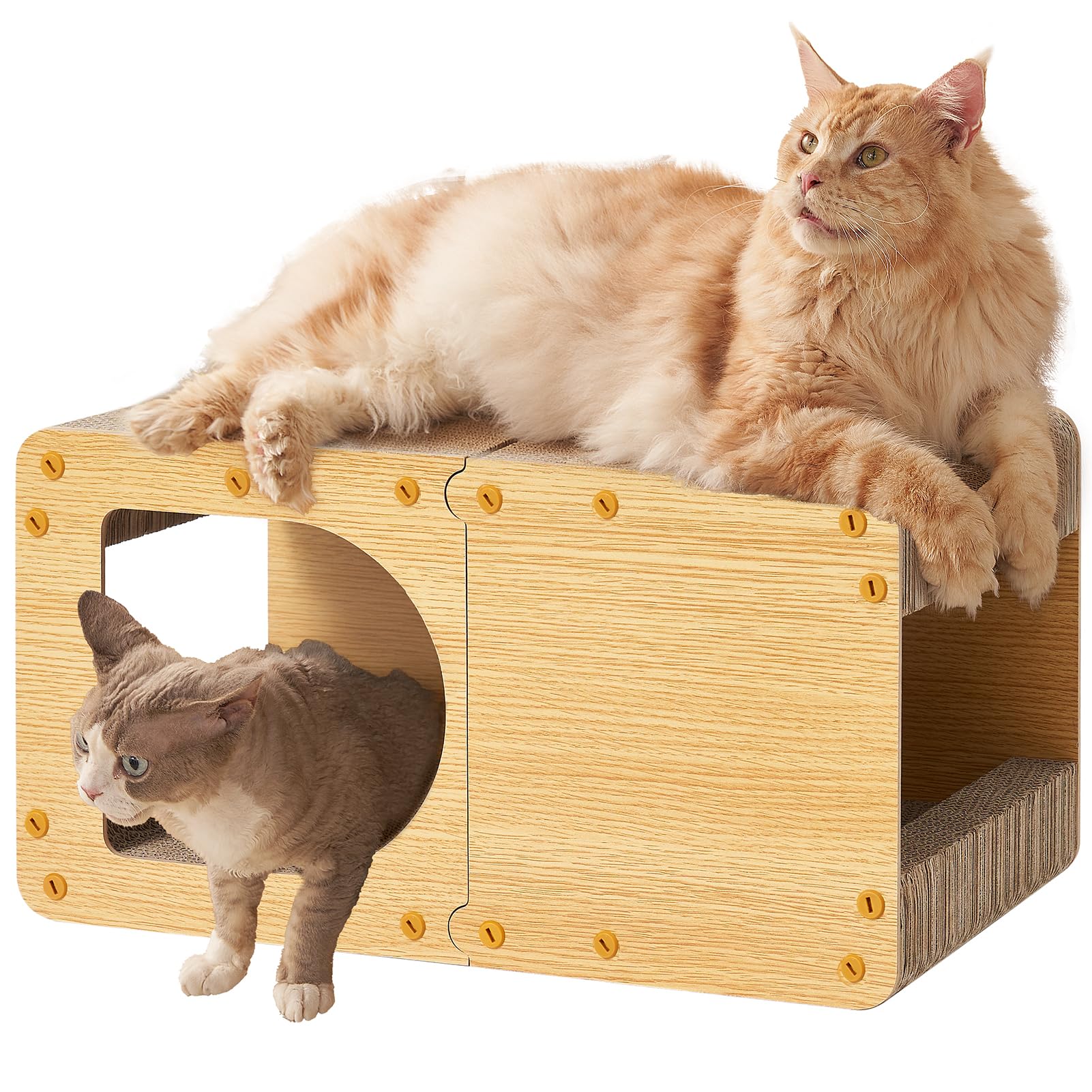EHEYCIGA cardboard cat scratcher house – all-sides scratching for versatile play and lounging.