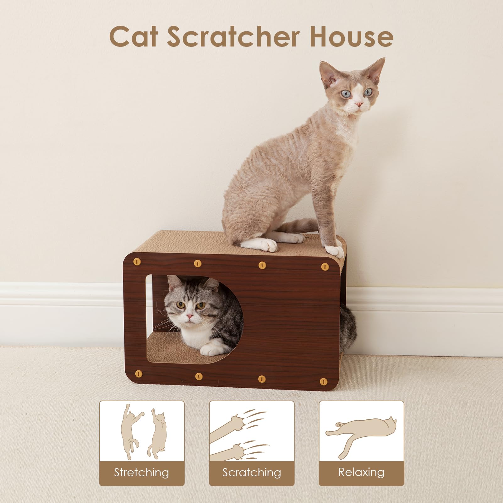 EHEYCIGA cardboard cat scratcher house assembly steps