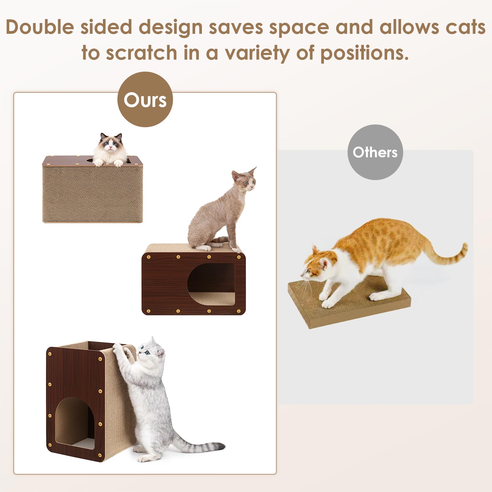 EHEYCIGA cardboard cat scratcher close-up reveals dense corrugated layers