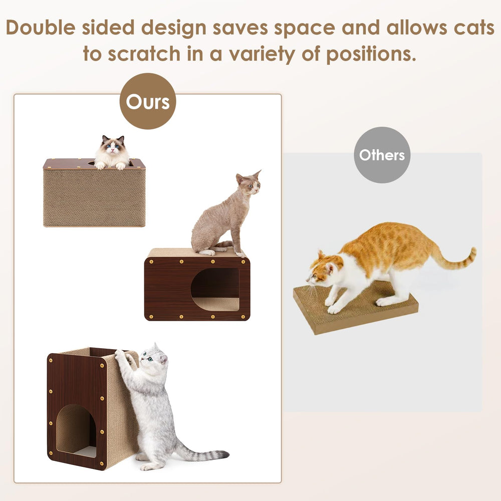 EHEYCIGA cardboard cat scratcher close-up reveals dense corrugated layers