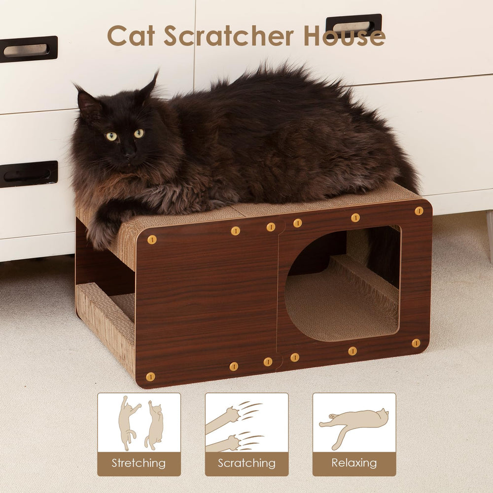 EHEYCIGA cardboard cat scratcher house built to last against sharp claws