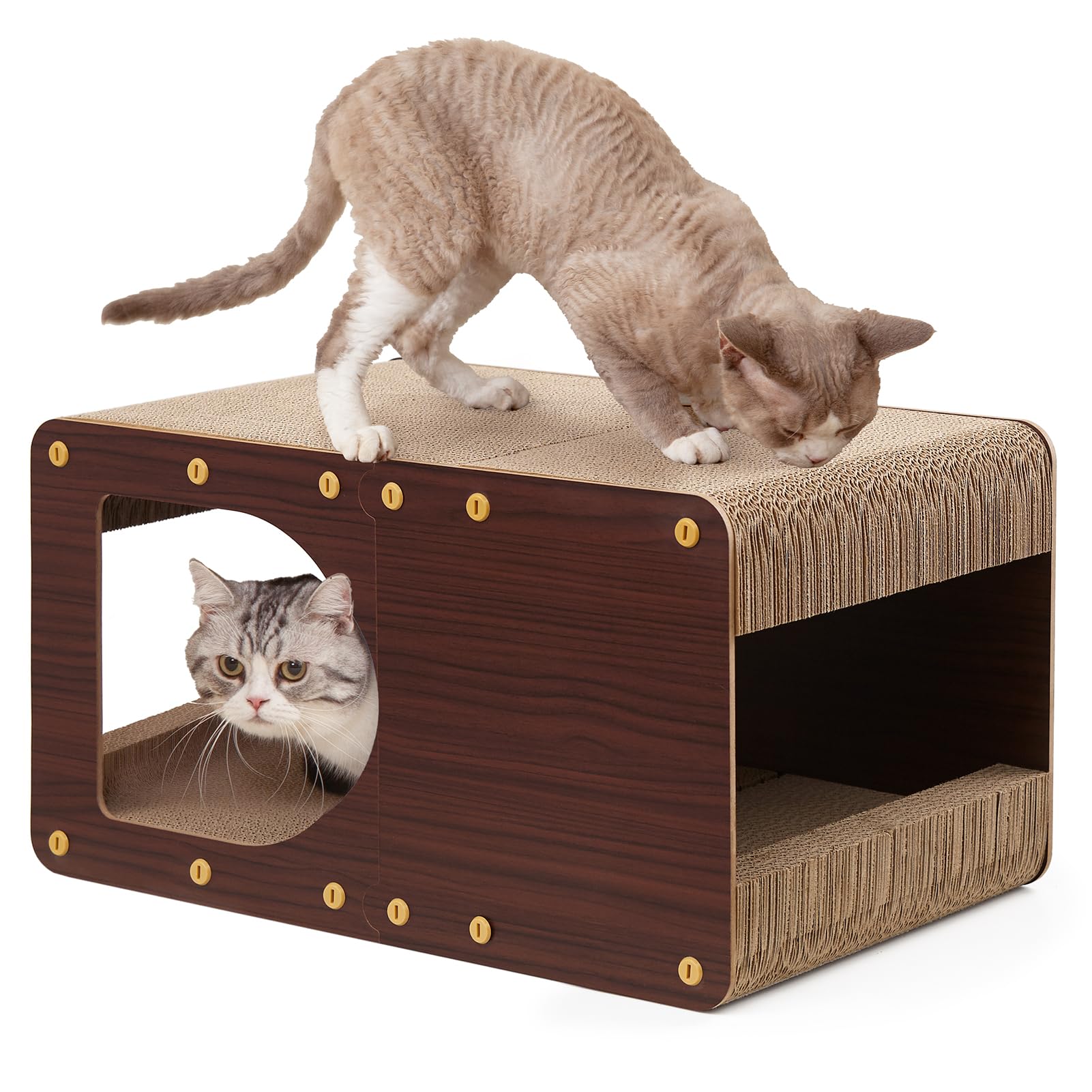 EHEYCIGA cardboard cat scratcher house front view for durable scratching