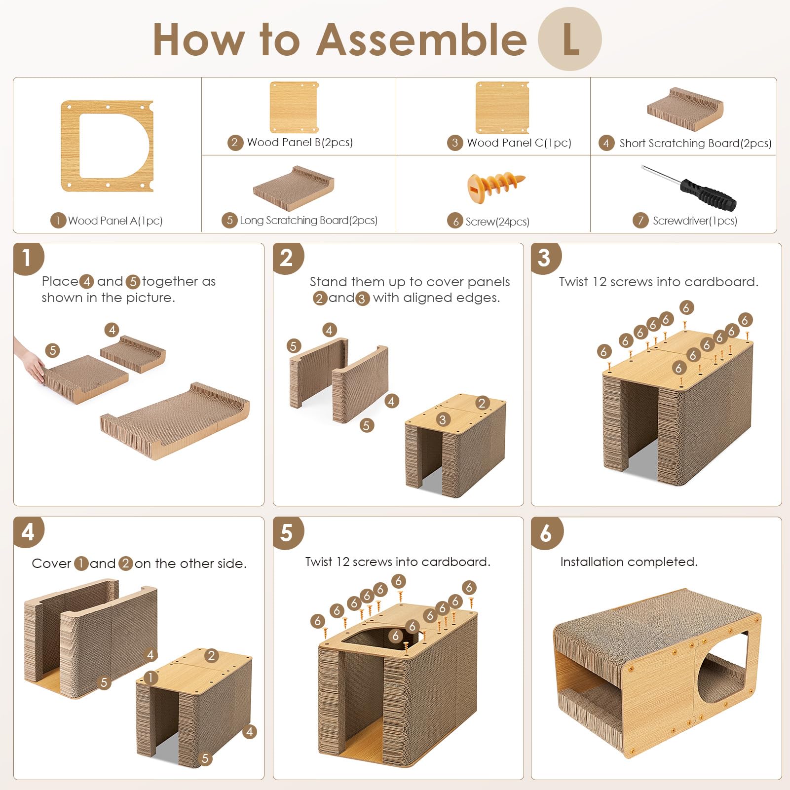 EHEYCIGA cardboard cat scratcher house wooden frame detail for stable use.