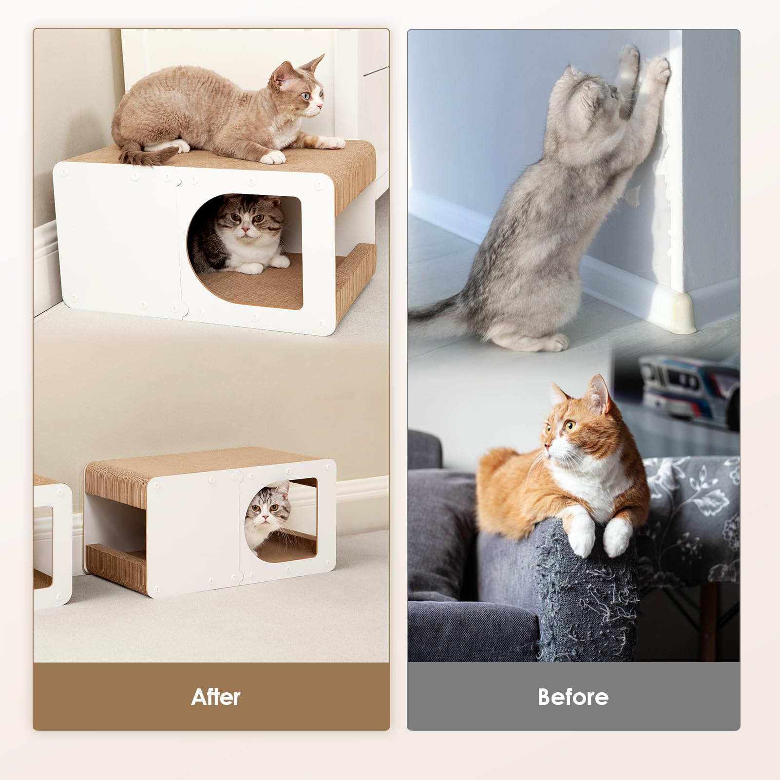 EHEYCIGA scratcher top view showcases multi-scratch surfaces for comprehensive claw maintenance.