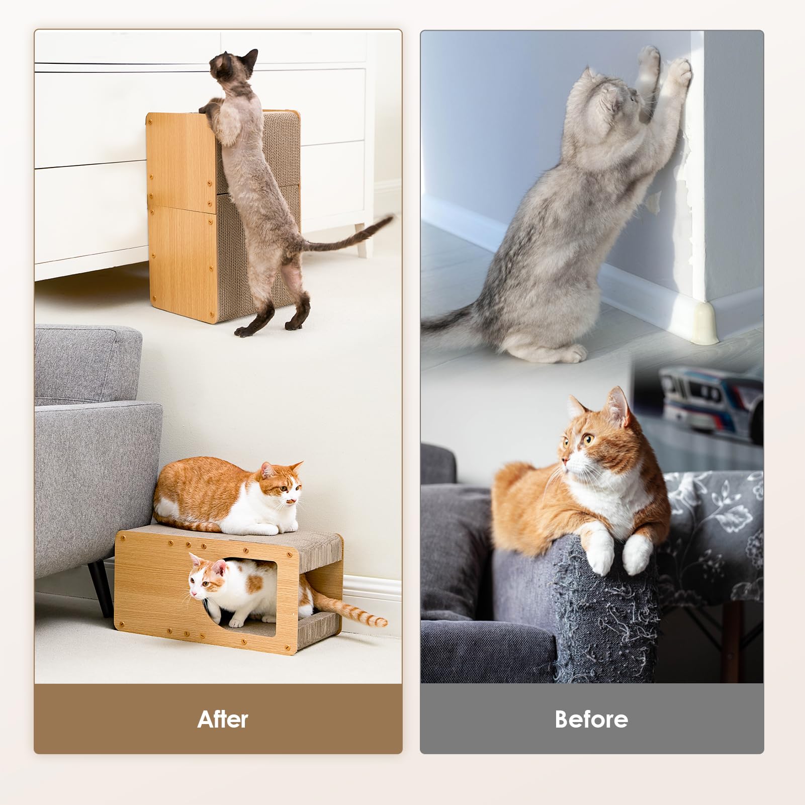 EHEYCIGA cardboard cat scratcher house top view highlights all-sides scratching space.