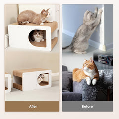 EHEYCIGA scratcher top view showcases multi-scratch surfaces for comprehensive claw maintenance.