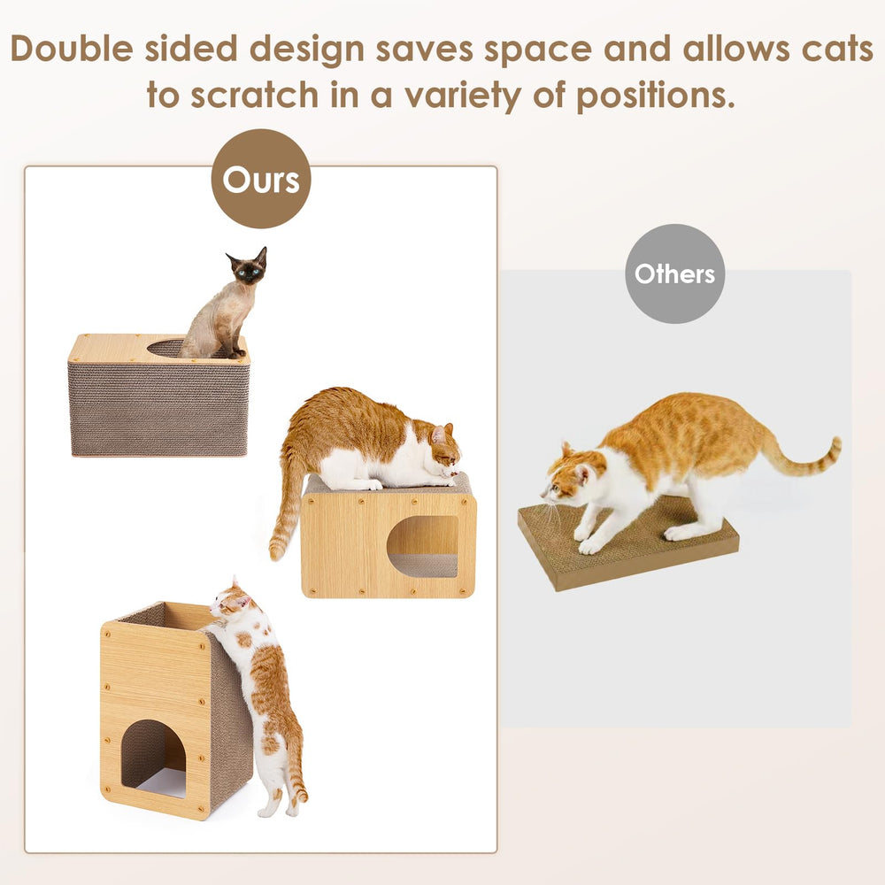 EHEYCIGA cardboard cat scratcher house wooden frame detail for stability