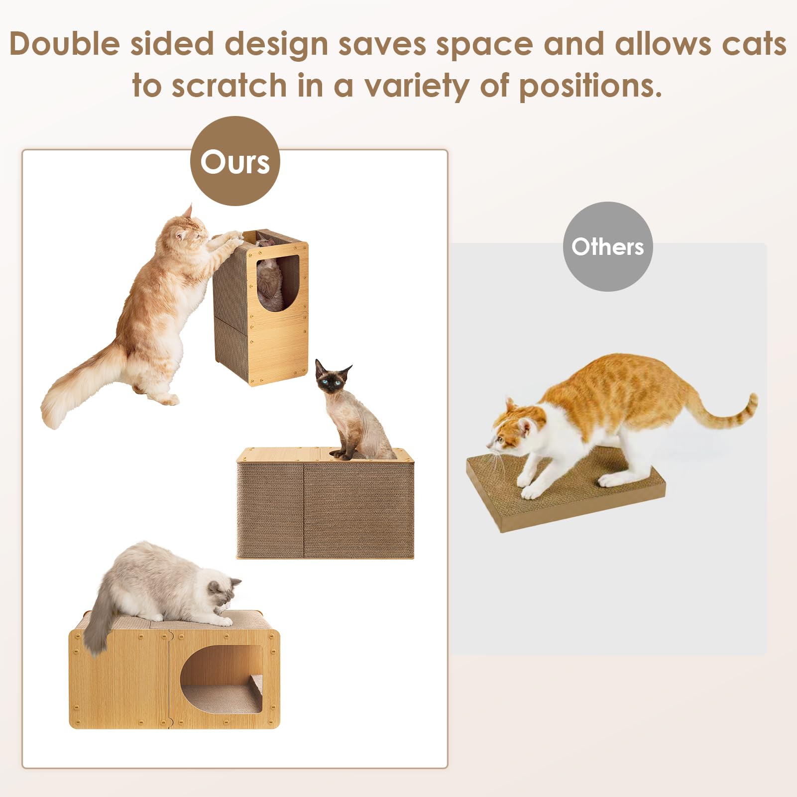 EHEYCIGA cardboard scratcher close-up texture – non-toxic materials for safe indoor scratching.