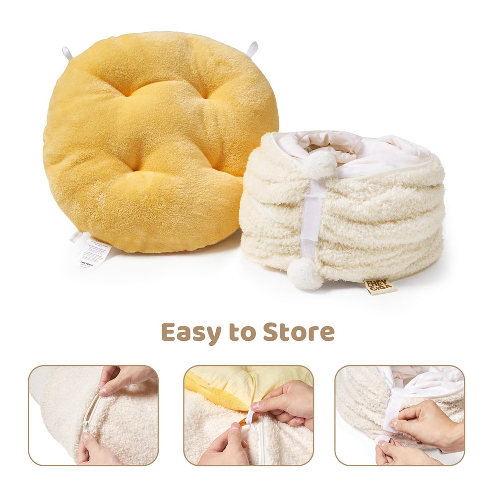 EHEYCIGA cat tunnel bed machine-washable cushion for easy cleaning.