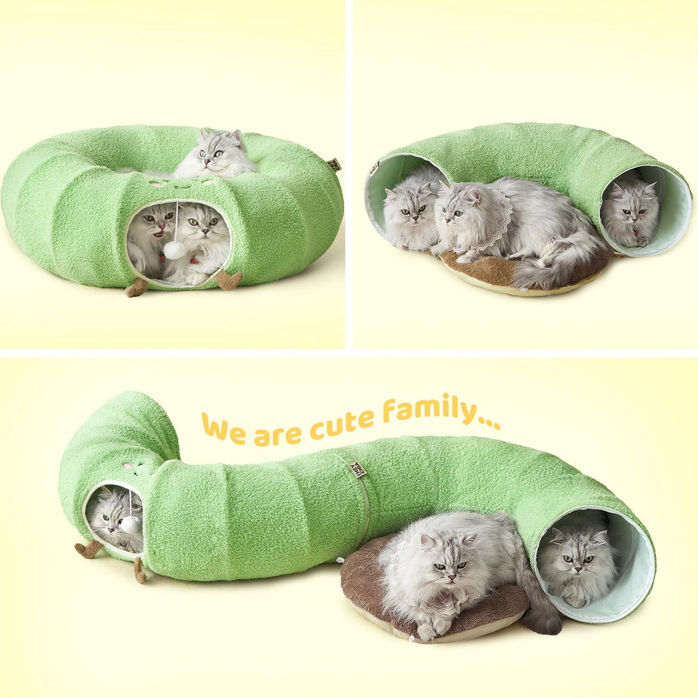 EHEYCIGA cat tunnel bed removable cushion for easy cleaning