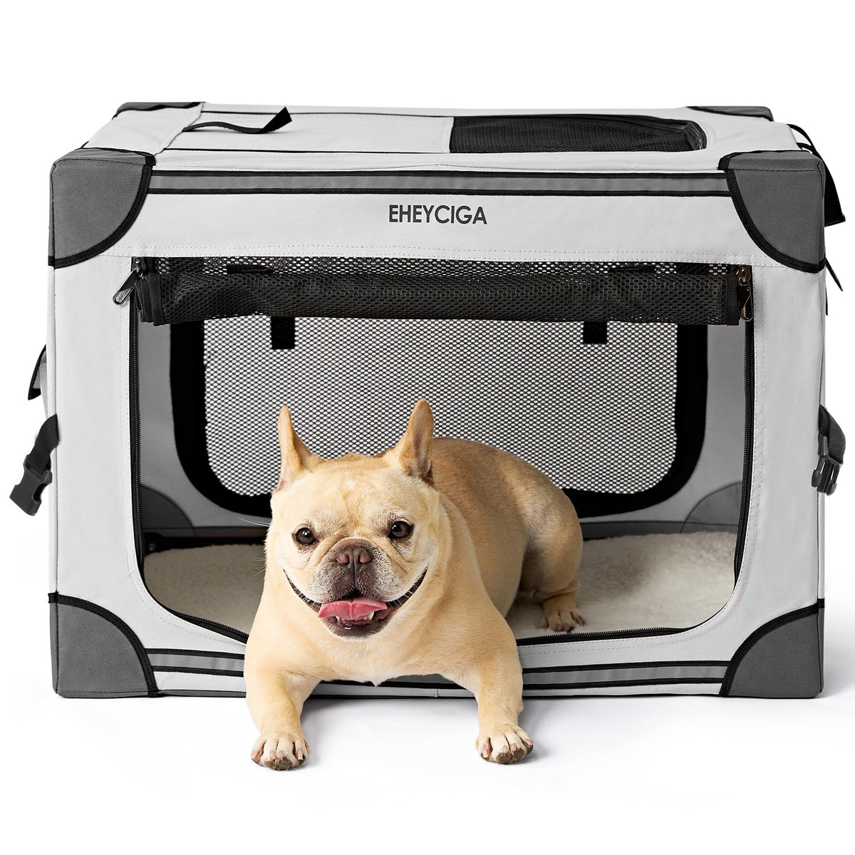 EHEYCIGA collapsible dog crate 26 inches with rugged steel and breathable mesh
