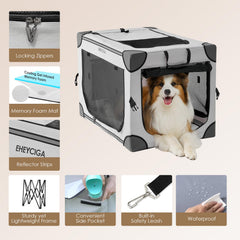 EHEYCIGA collapsible dog crate 36in with 4-door mesh windows promoting airflow during outdoor use