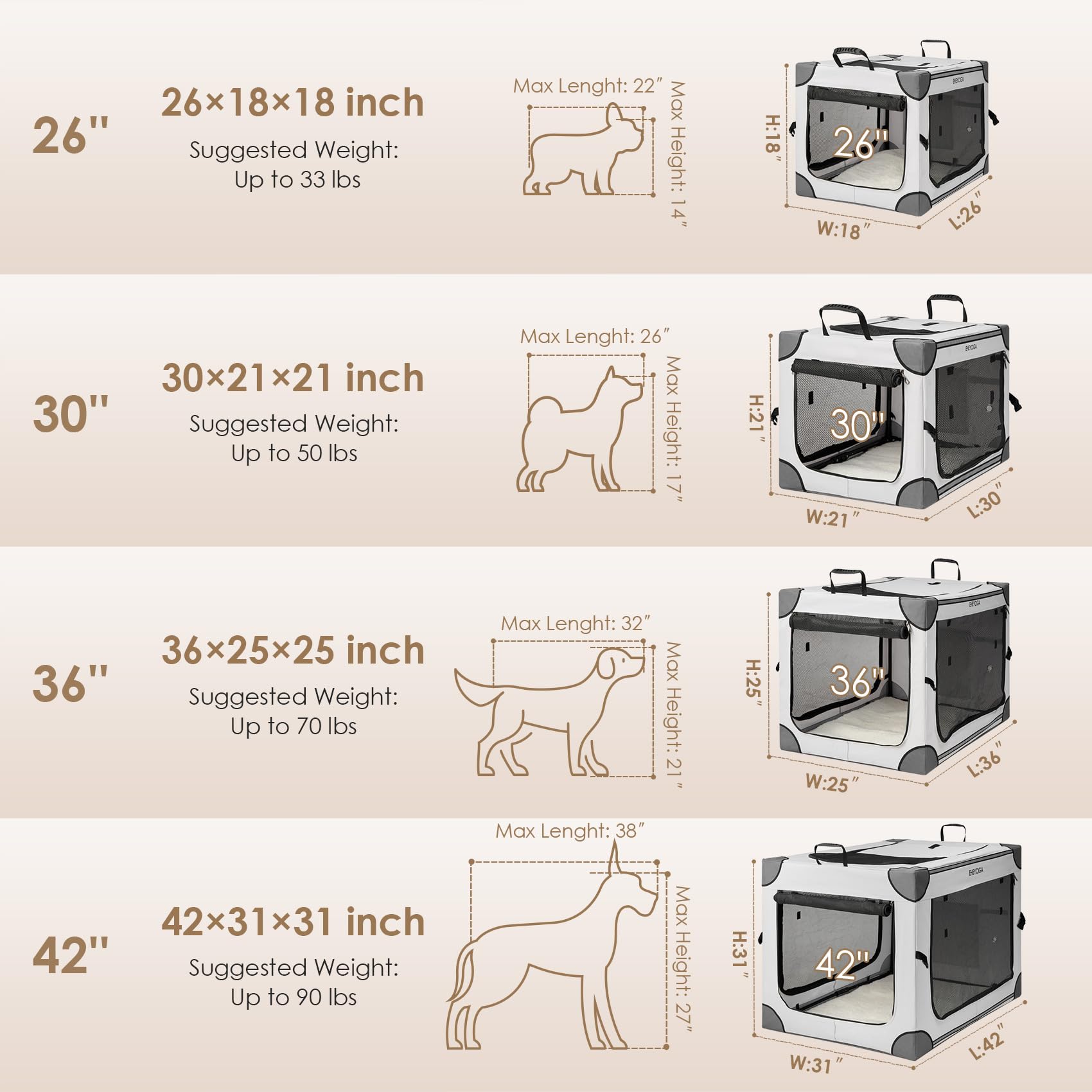 EHEYCIGA collapsible dog crate 36in collapsed-storage view highlights compact travel setup