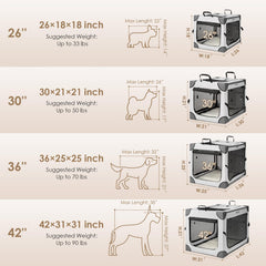 EHEYCIGA collapsible dog crate 36in collapsed-storage view highlights compact travel setup